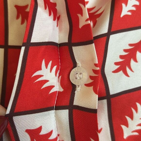 NWOT Lisou Bailey Long Sleeve Fern Print Silk Blouse in Red Multi $355 RARE Sz 4 - Picture 9 of 16